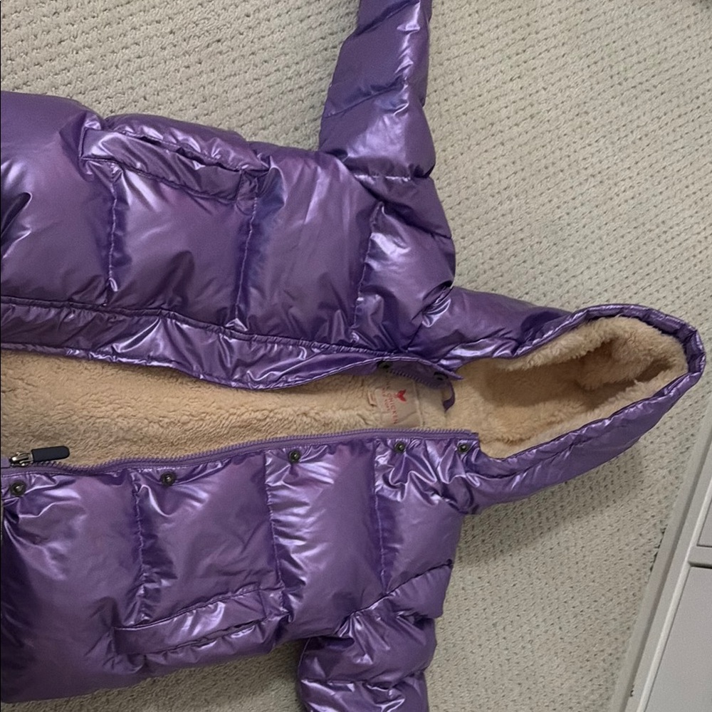Kids Purple Puffer Coat with Sherpa Lining